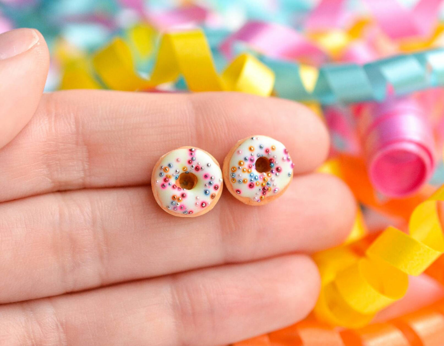 Scented Funfetti Donut Earrings - Decadent Minis