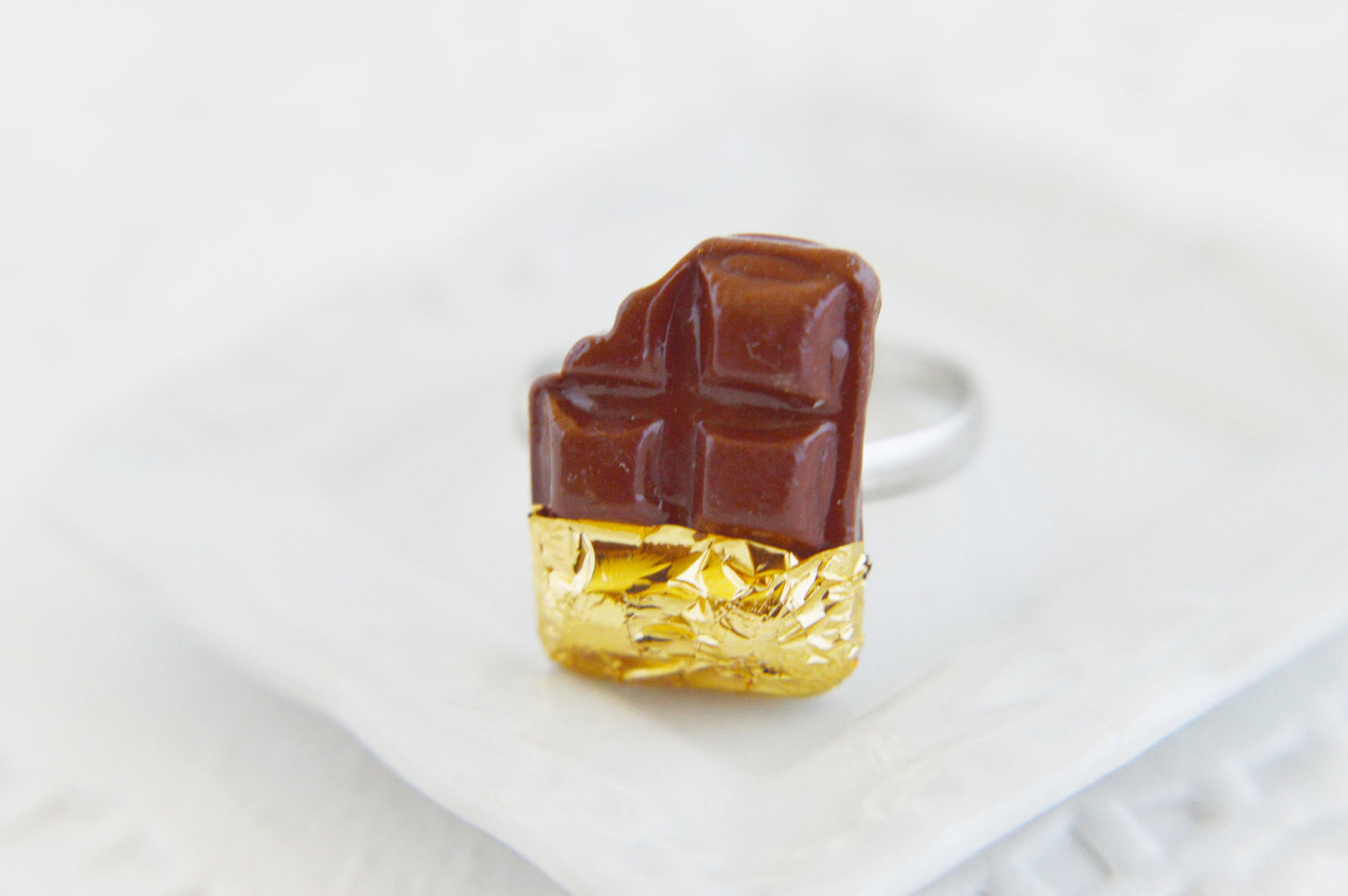 24kt Golden Chocolate Bar Ring - Decadent Minis