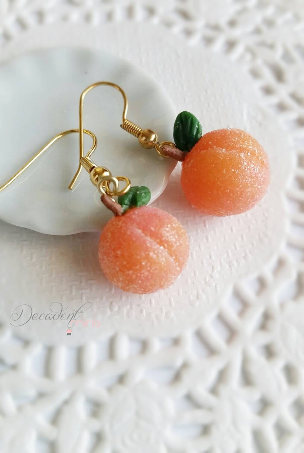 Scented Sugar Coated Georgia Peach Earrings - Decadent Minis