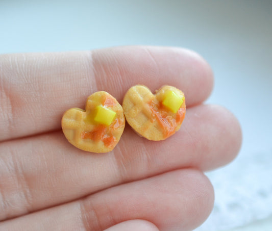Scented Heart Shaped Waffle Earrings - Decadent Minis