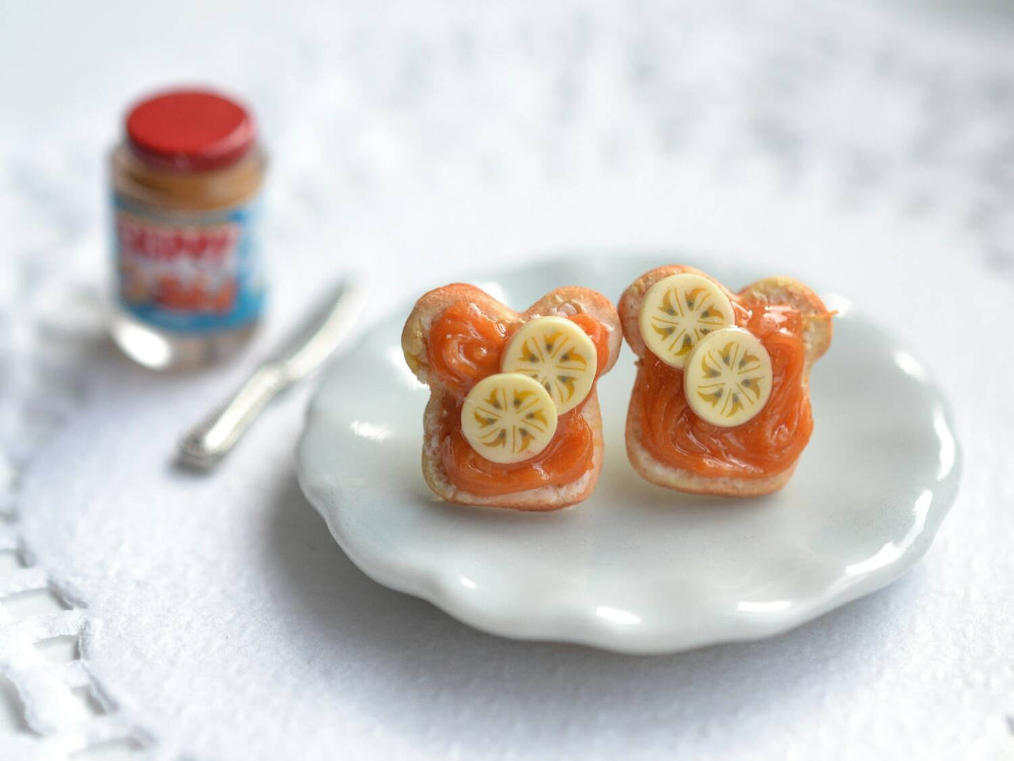 Scented Peanut Butter and Banana Sandwich Earrings - Decadent Minis