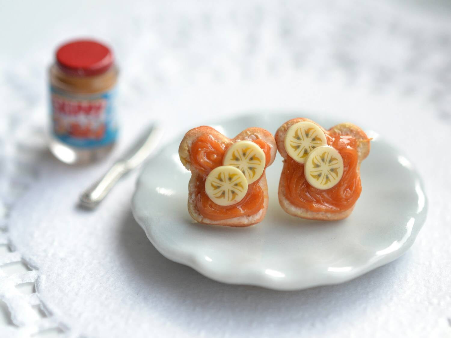 Scented Peanut Butter and Banana Sandwich Earrings - Decadent Minis