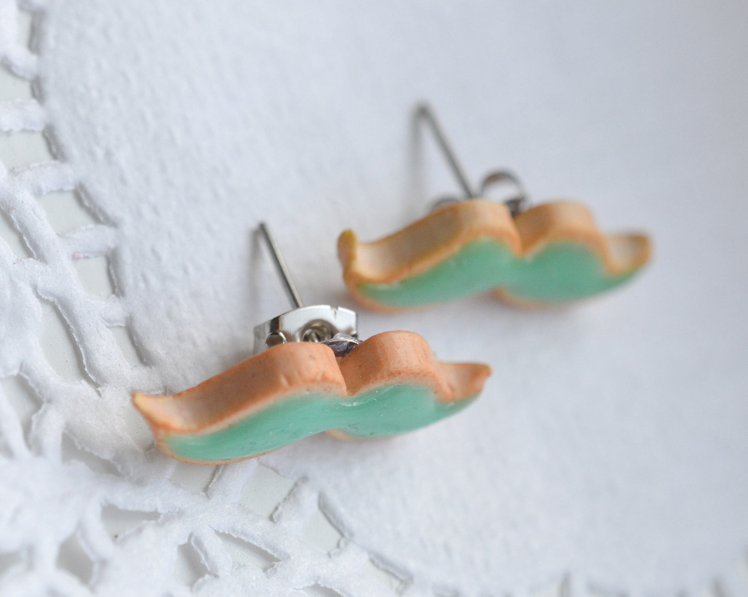 Scented Mint Mustache Sugar Cookie Stud Earrings - Decadent Minis