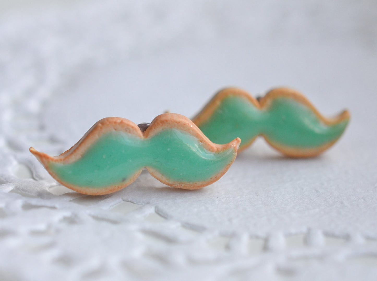 Scented Mint Mustache Sugar Cookie Stud Earrings - Decadent Minis