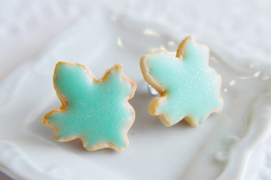 Mint Leaf Sugar Cookie Earrings-Sugar cookie collection-Scented-Miniature food jewelry Thanksgiving - Decadent Minis