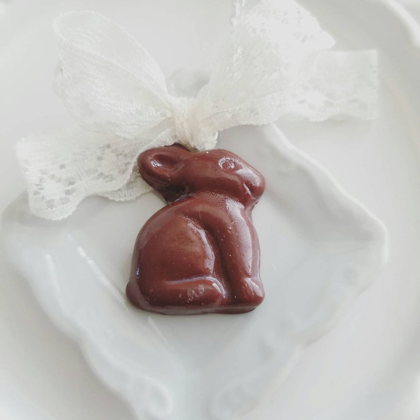 Scented Chocolate Easter Bunny Necklace Silver Plated - Decadent Minis