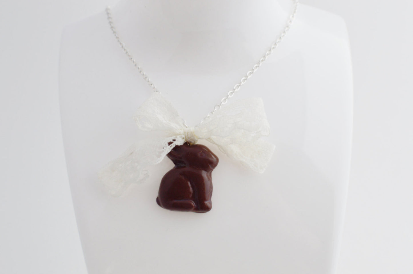 Scented Chocolate Easter Bunny Necklace Silver Plated - Decadent Minis