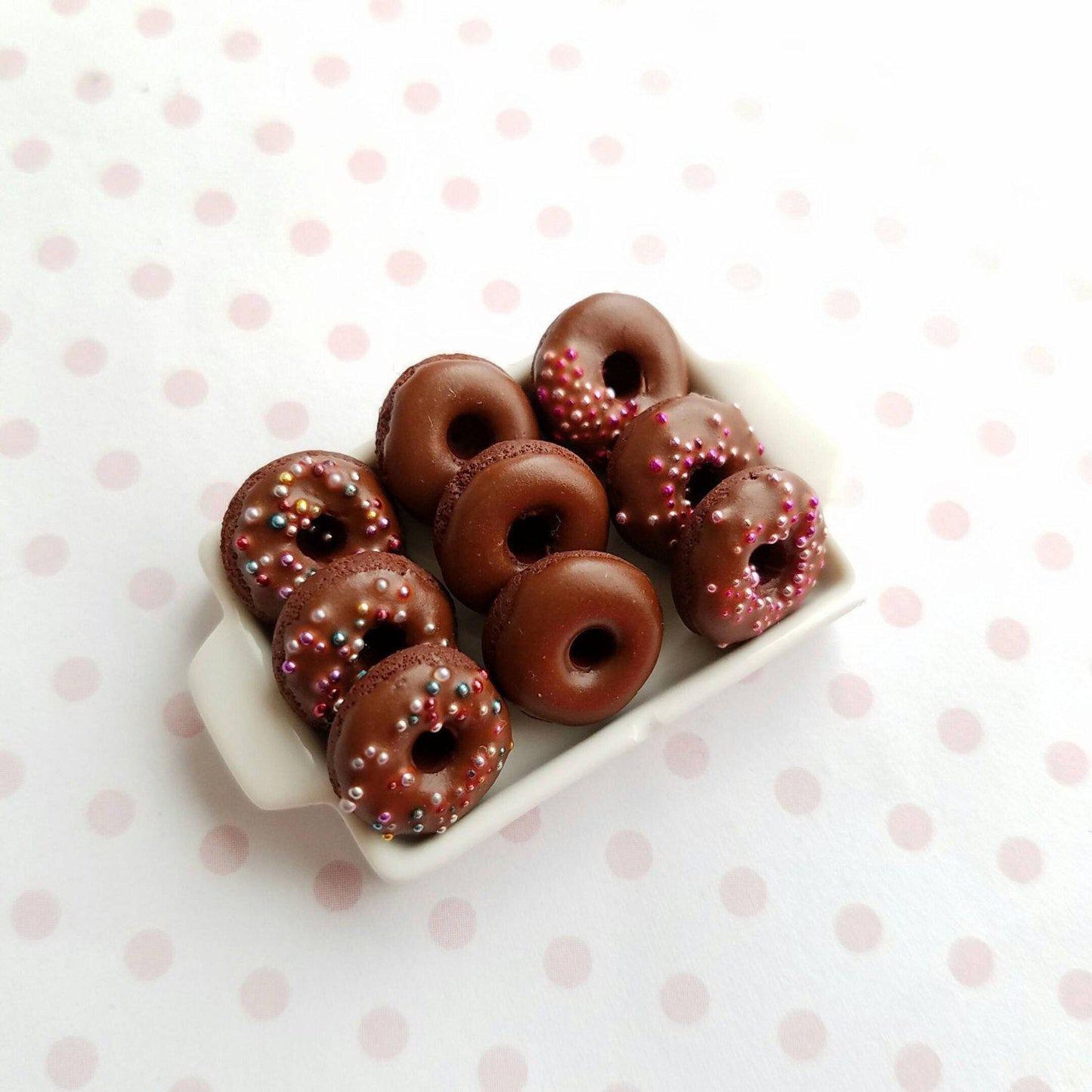 1:12 Scented Dollhouse Miniature Double Chocolate Donut Tray - Decadent Minis