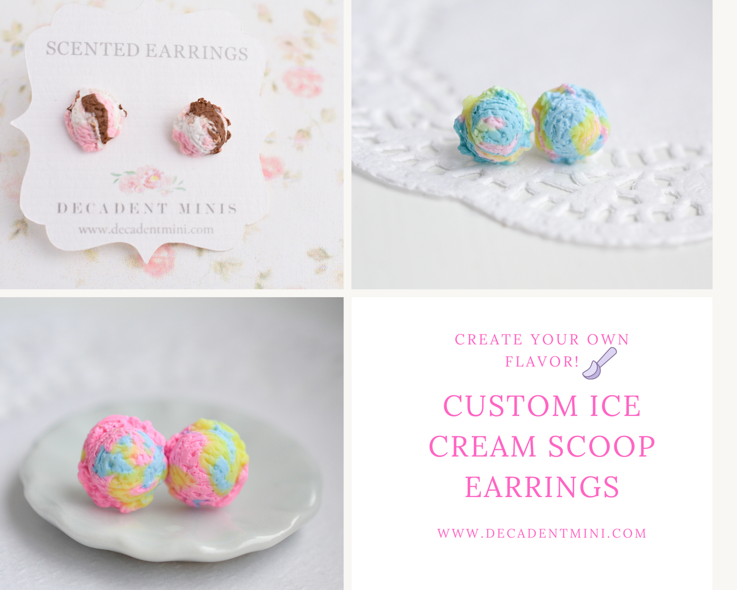Scented Ice cream Scoop Earrings-Custom - Decadent Minis