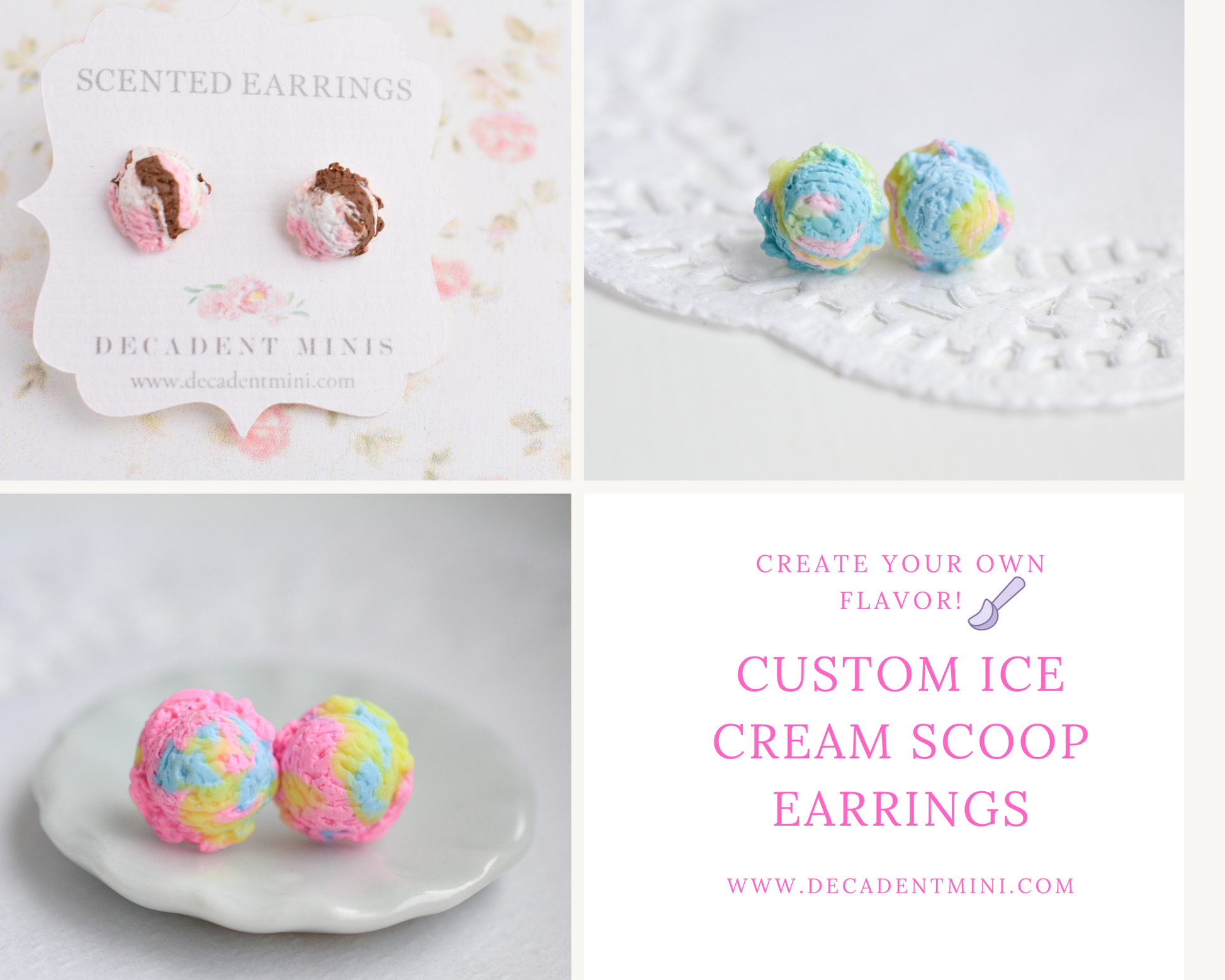 Scented Ice cream Scoop Earrings-Custom - Decadent Minis
