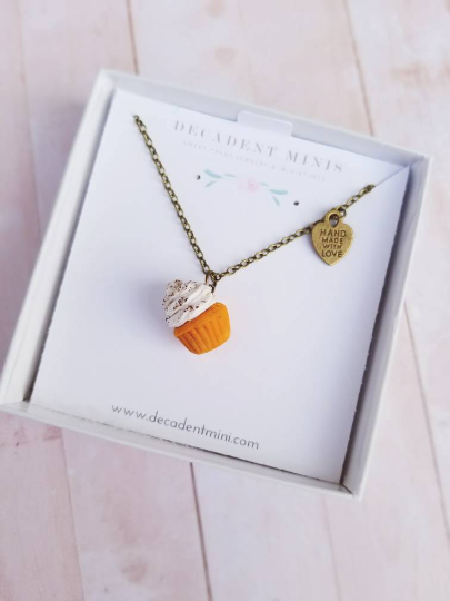 Pumpkin Spice Scented Cupcake Necklace - Decadent Minis
