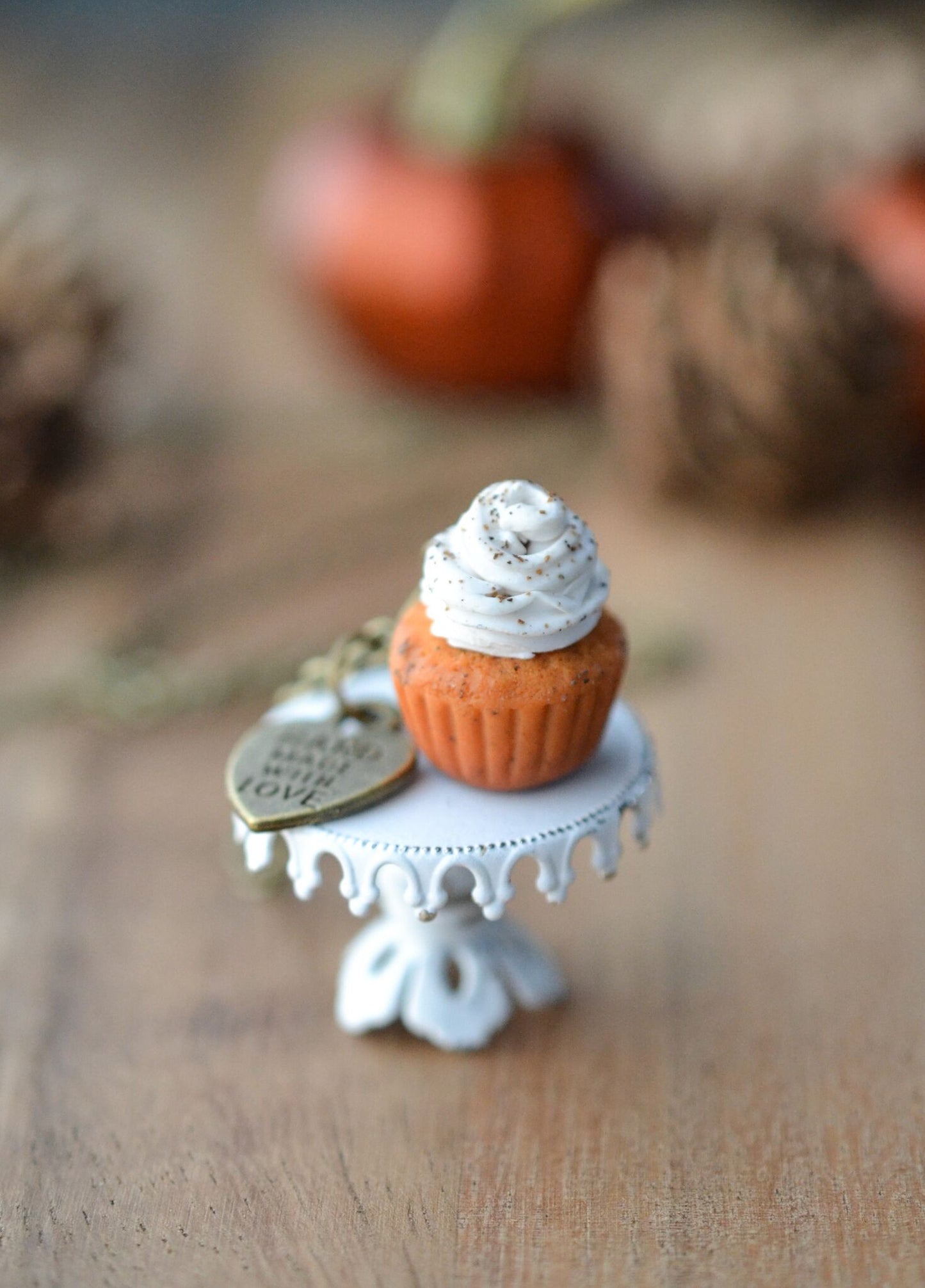 Pumpkin Spice Cupcake Necklace-Vintage - Decadent Minis