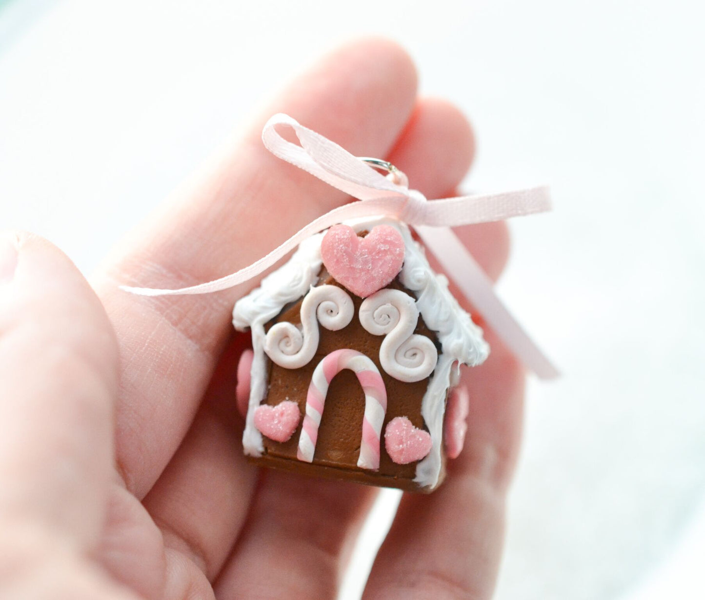Scented Mini Gingerbread House Charm Ornament-Pink - Decadent Minis