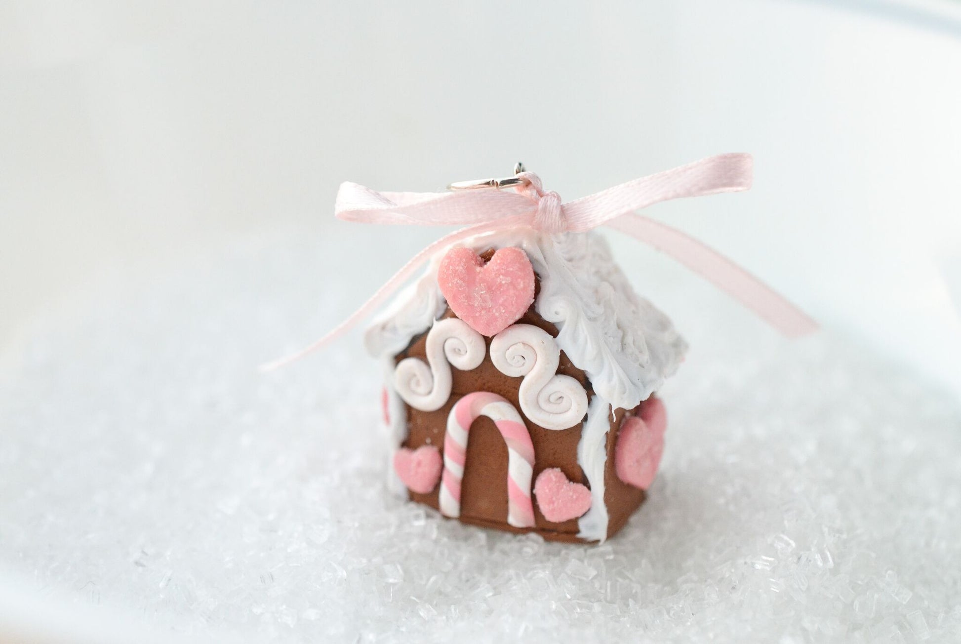 Scented Mini Gingerbread House Charm Ornament-Pink - Decadent Minis