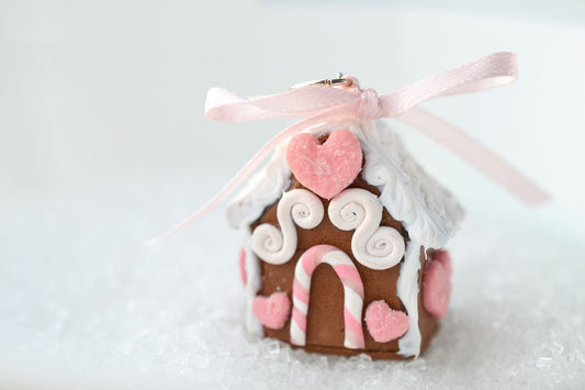 Scented Mini Gingerbread House Charm Ornament-Pink - Decadent Minis