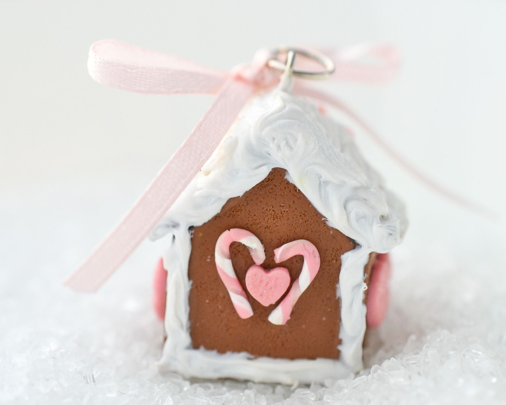 Scented Mini Gingerbread House Charm Ornament-Pink - Decadent Minis