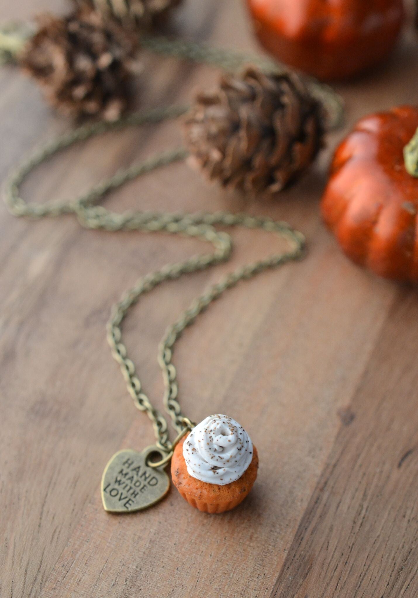 Pumpkin Spice Cupcake Necklace-Vintage - Decadent Minis